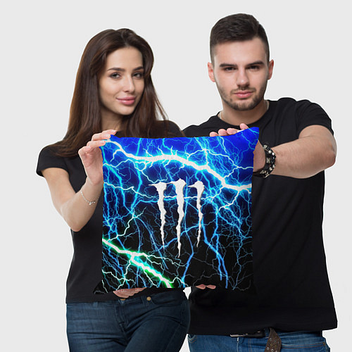 Подушка квадратная Monster energy electro / 3D-принт – фото 3