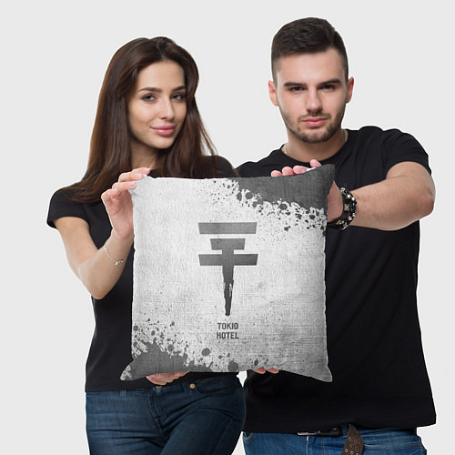 Подушка квадратная Tokio Hotel - white gradient / 3D-принт – фото 3