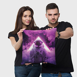 Подушка квадратная Космонавт и фиолетовый космос, цвет: 3D-принт — фото 2