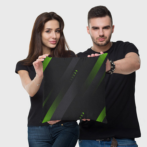 Подушка квадратная Color black green / 3D-принт – фото 3
