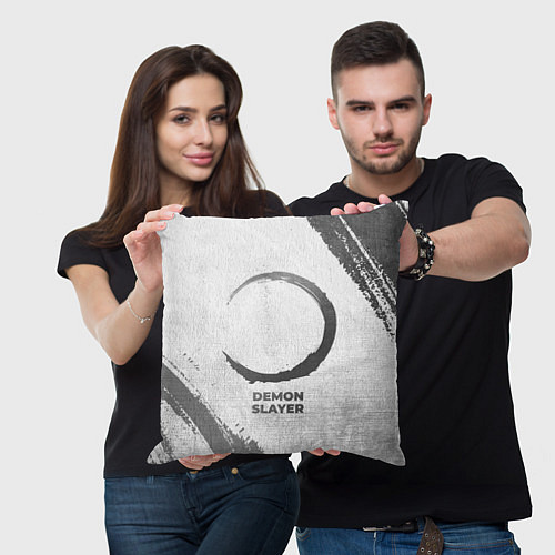 Подушка квадратная Demon Slayer - white gradient / 3D-принт – фото 3