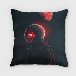 Подушка квадратная Череп космонавта в красном свете