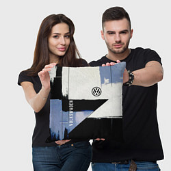 Подушка квадратная Volkswagen логотип, цвет: 3D-принт — фото 2