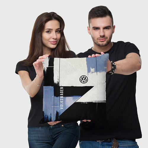 Подушка квадратная Volkswagen логотип / 3D-принт – фото 3