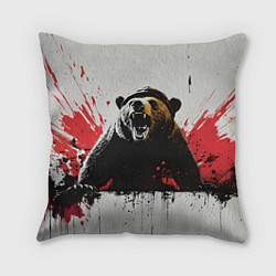 Подушка квадратная Медведь и брызги краски, цвет: 3D-принт