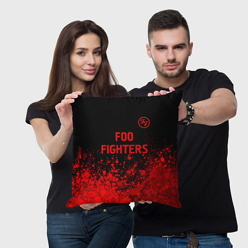 Подушка квадратная Foo Fighters - red gradient посередине / 3D-принт – фото 3
