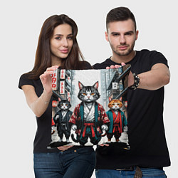 Подушка квадратная Коты якудза, цвет: 3D-принт — фото 2