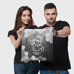 Подушка квадратная Stumble Guys - grey gradient, цвет: 3D-принт — фото 2