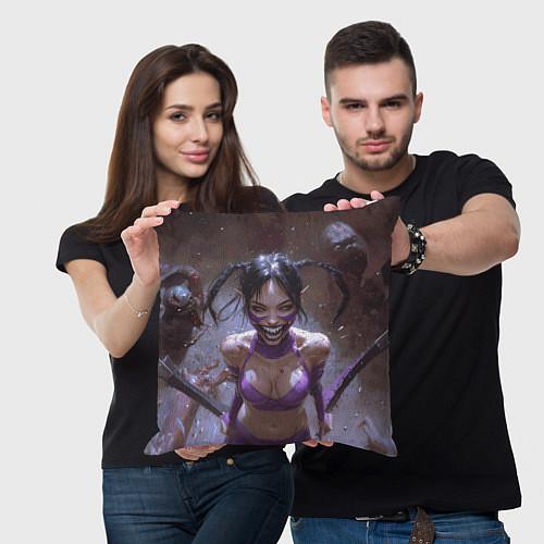 Подушка квадратная Сумасшедшая Милина / 3D-принт – фото 3