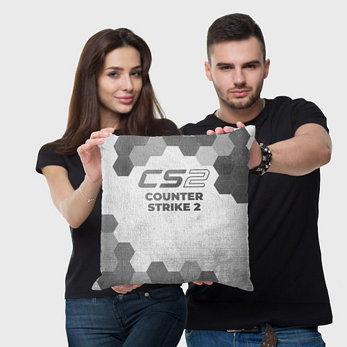 Подушка квадратная Counter Strike 2 - white gradient / 3D-принт – фото 3