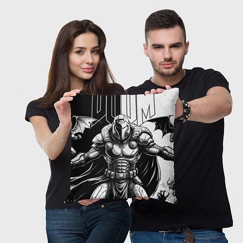 Подушка квадратная Doom guy and demons / 3D-принт – фото 3