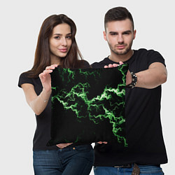 Подушка квадратная Lightning green glow, цвет: 3D-принт — фото 2