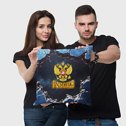 Подушка квадратная Герб России в объемной стене, цвет: 3D-принт — фото 2