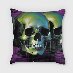 Подушка квадратная Черепа отливающие неоном