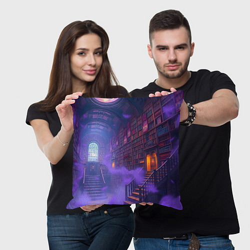 Подушка квадратная Таинственная библиотека / 3D-принт – фото 3