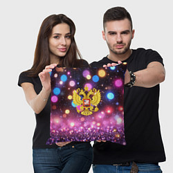 Подушка квадратная Герб России на фоне бокке, цвет: 3D-принт — фото 2