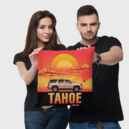 Подушка квадратная Tahoe на закате джип / 3D-принт – фото 3