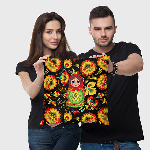 Подушка квадратная Русский стиль с матрёшкой / 3D-принт – фото 3