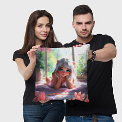 Подушка квадратная Милая блондинка лежа, цвет: 3D-принт — фото 2