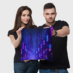 Подушка квадратная Одинокий город неона, цвет: 3D-принт — фото 2