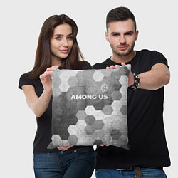 Подушка квадратная Among Us - grey gradient посередине, цвет: 3D-принт — фото 2