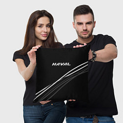 Подушка квадратная Haval чёрный с полосами, цвет: 3D-принт — фото 2