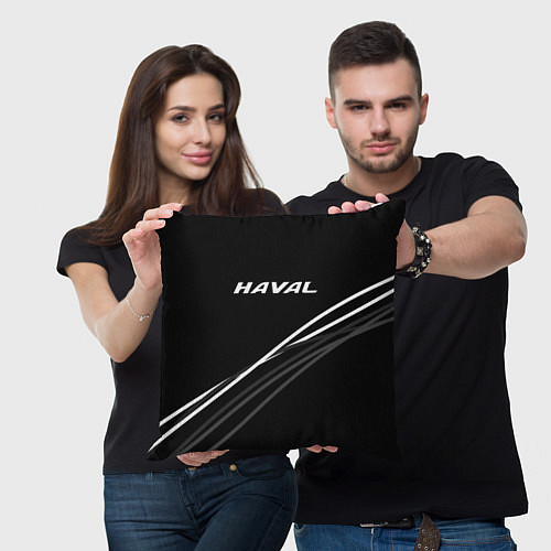 Подушка квадратная Haval чёрный с полосами / 3D-принт – фото 3