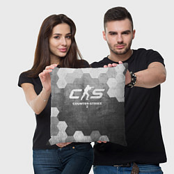 Подушка квадратная Counter-Strike 2 - grey gradient, цвет: 3D-принт — фото 2