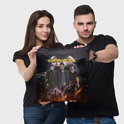 Подушка квадратная Supernatural - true hunters, цвет: 3D-принт — фото 2