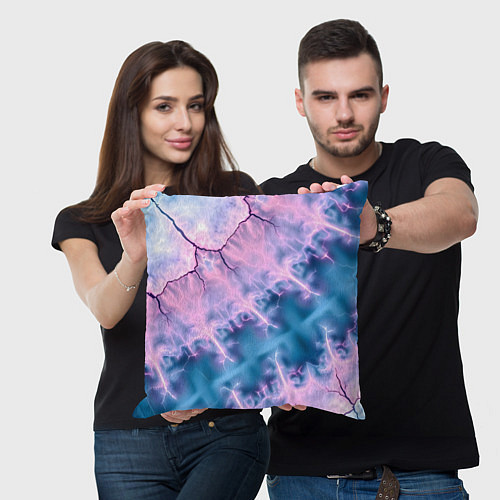 Подушка квадратная Вода и розовая абстракция / 3D-принт – фото 3