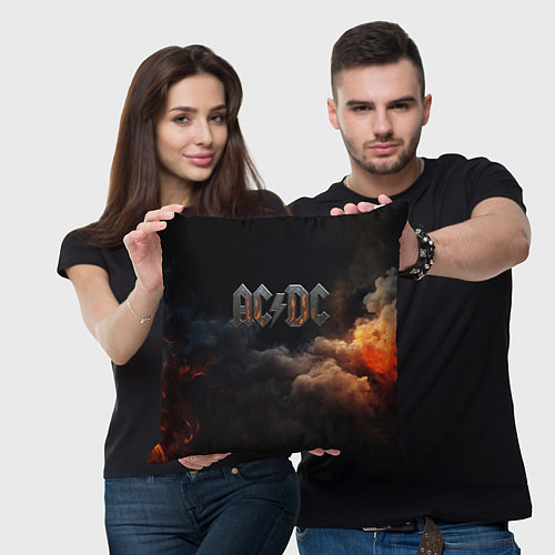 Подушка квадратная ACDC металлический лого / 3D-принт – фото 3