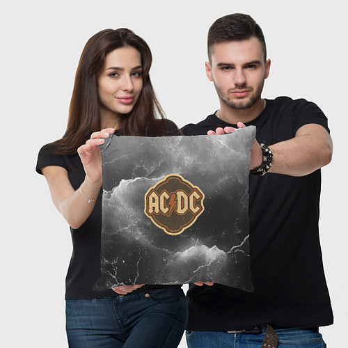 Подушка квадратная ACDC ретро логотип / 3D-принт – фото 3