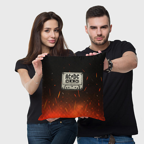 Подушка квадратная ACDC лого на кассете / 3D-принт – фото 3