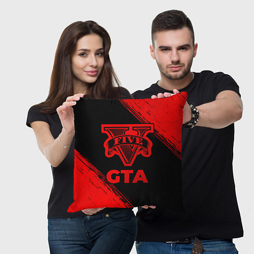 Подушка квадратная GTA - red gradient / 3D-принт – фото 3