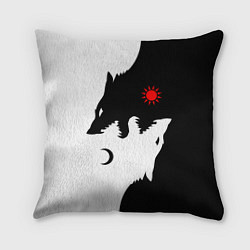 Подушка квадратная Инь янь волки, цвет: 3D-принт