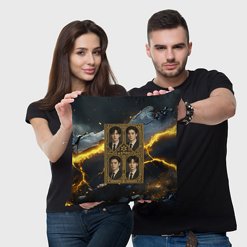Подушка квадратная Astro в золотой рамке / 3D-принт – фото 3
