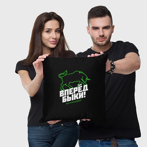 Подушка квадратная ФК Краснодар - вперед быки / 3D-принт – фото 3