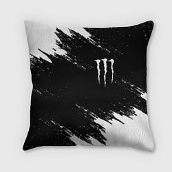 Подушка квадратная Monster energy краски штрихи белые, цвет: 3D-принт