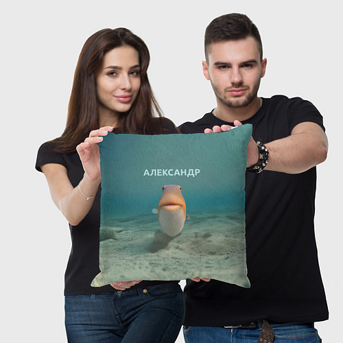 Подушка квадратная Рыба - Александр / 3D-принт – фото 3