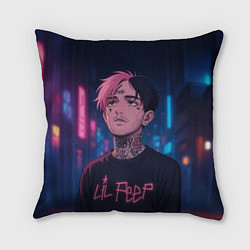 Подушка квадратная LiL Peep - Неоновый аниме арт, цвет: 3D-принт
