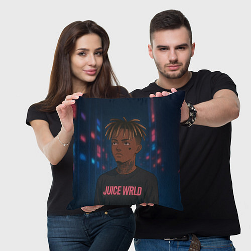 Подушка квадратная Juice WRLD - Неоновый аниме арт / 3D-принт – фото 3