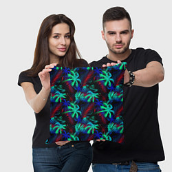Подушка квадратная Palm neon, цвет: 3D-принт — фото 2