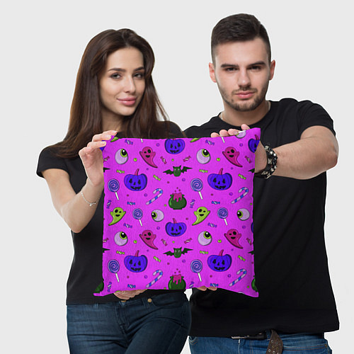 Подушка квадратная Halloween pink / 3D-принт – фото 3