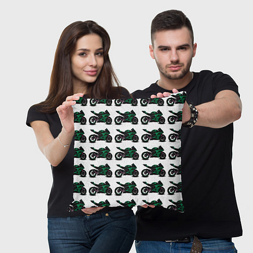 Подушка квадратная Motorbike dark green / 3D-принт – фото 3