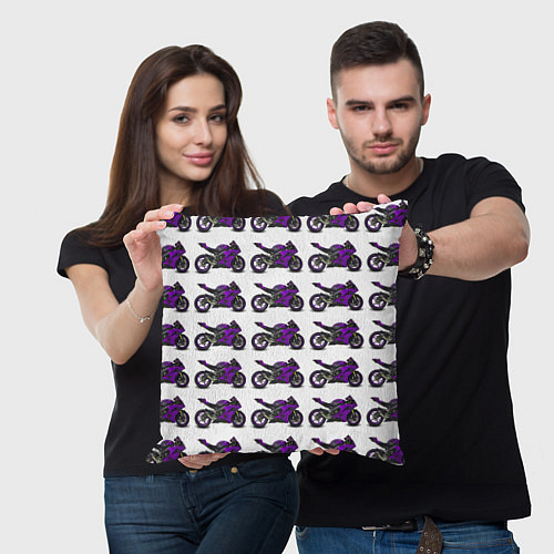 Подушка квадратная Motorcycle purple / 3D-принт – фото 3