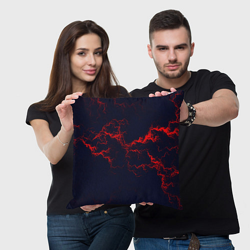 Подушка квадратная Lightning red glow / 3D-принт – фото 3