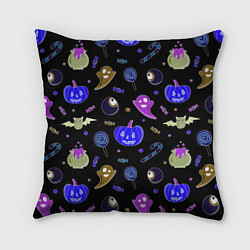 Подушка квадратная Halloween blue black pumpkin, цвет: 3D-принт
