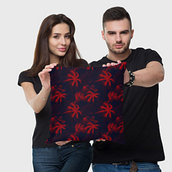 Подушка квадратная Palm black red, цвет: 3D-принт — фото 2