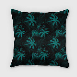 Подушка квадратная Palm light blue dark, цвет: 3D-принт