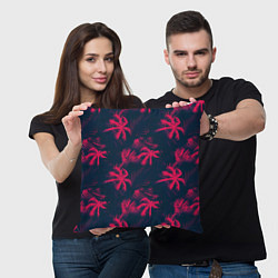 Подушка квадратная Palm pink black, цвет: 3D-принт — фото 2